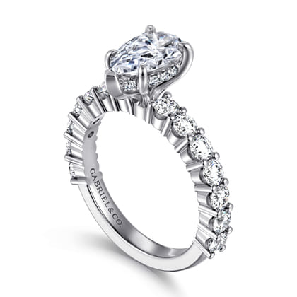 Brosnan - 14K White Gold Pear Shape Diamond Engagement Ring