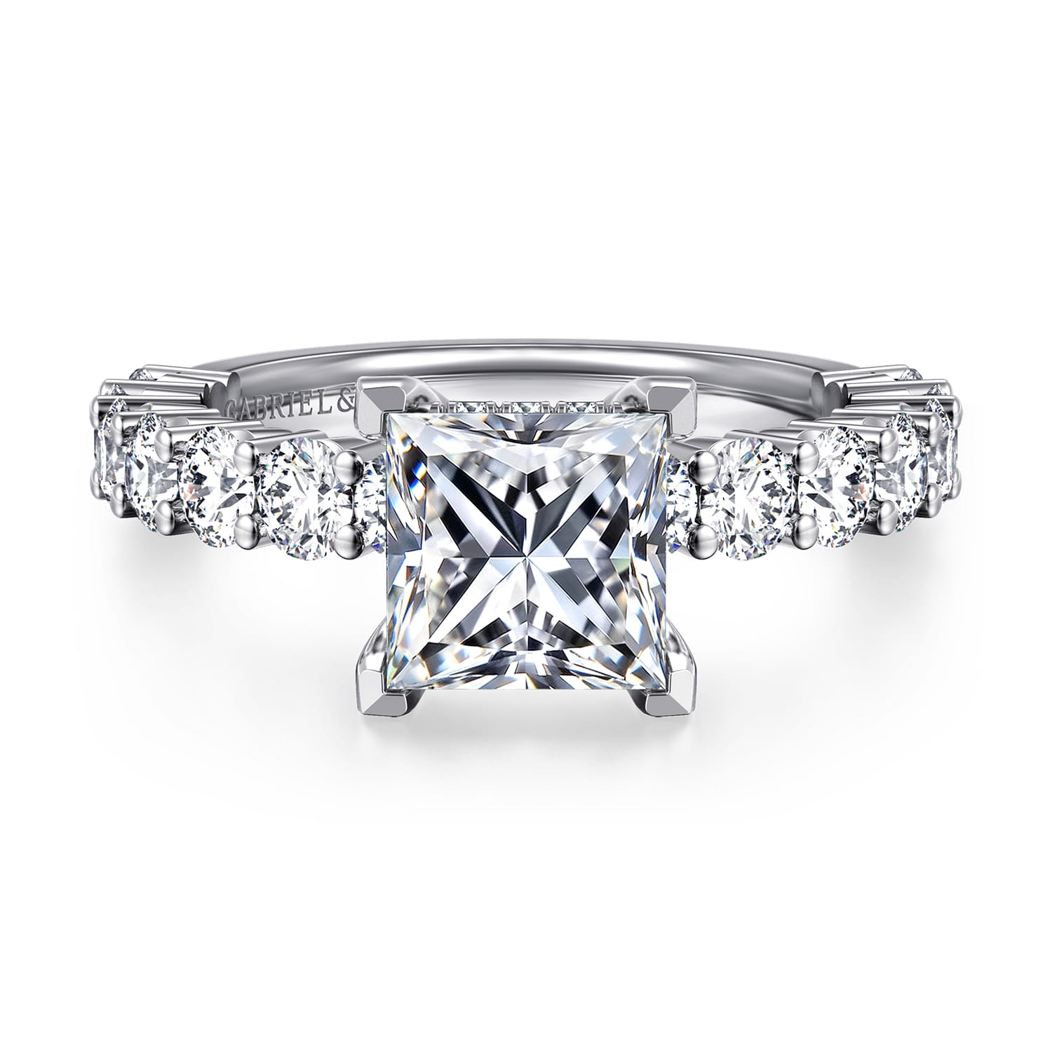 Brosnan - 14K White Gold Princess Cut Diamond Engagement Ring