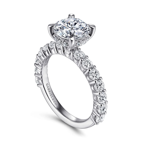 Brosnan - 14K White Gold Round Diamond Engagement Ring - 1.03 ct - Shot 3