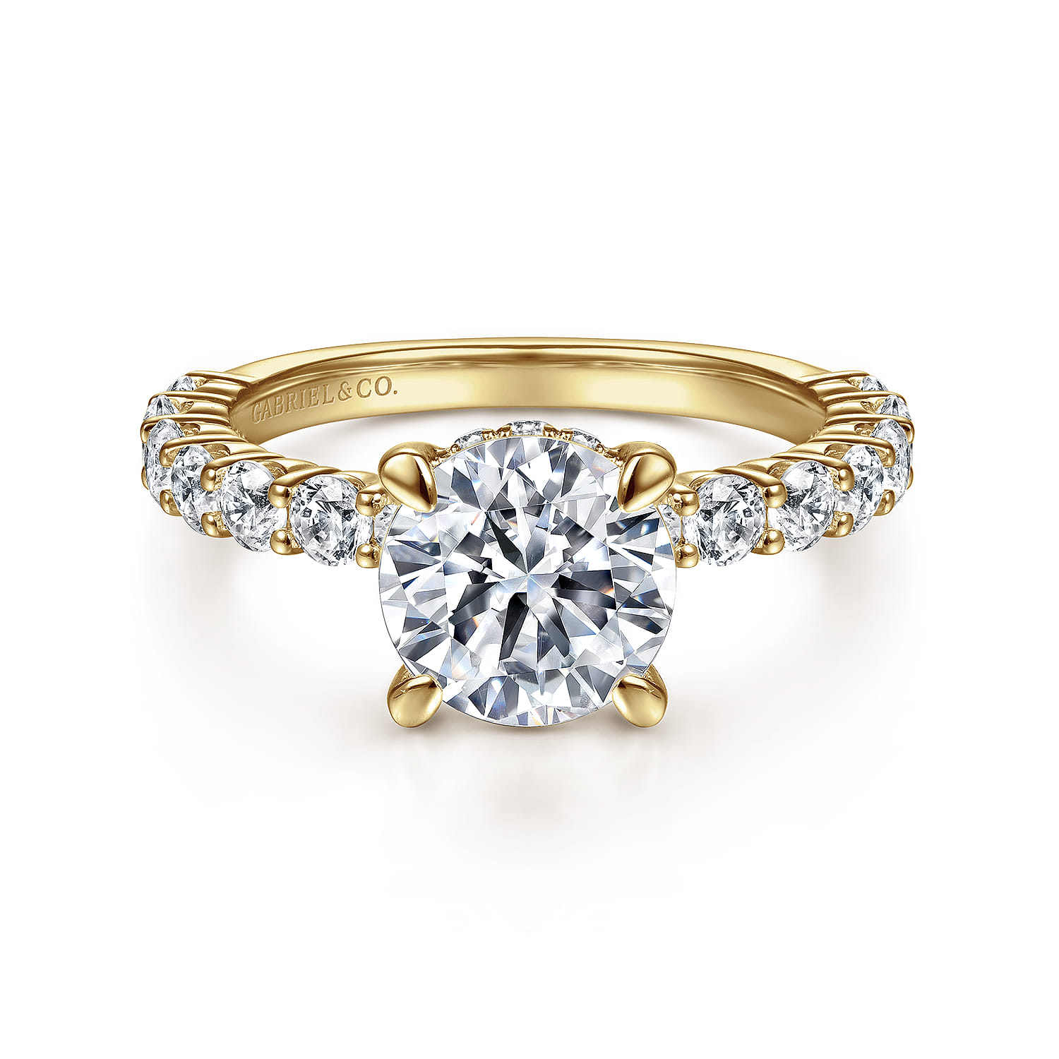 Brosnan - 14K Yellow Gold Round Diamond Engagement Ring