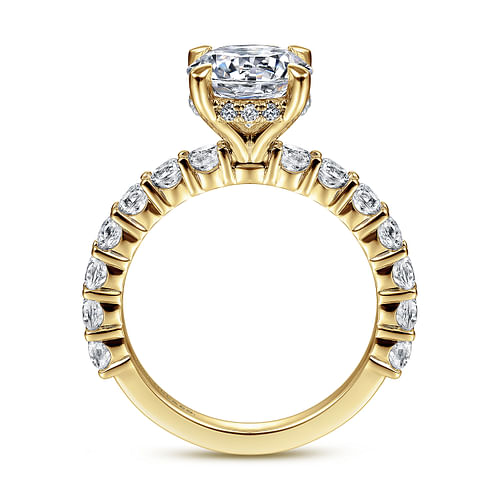 Brosnan - 14K Yellow Gold Round Diamond Engagement Ring - 1.03 ct - Shot 2