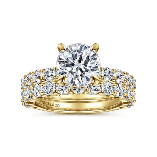 Brosnan - 14K Yellow Gold Round Diamond Engagement Ring - 1.03 ct - Shot 4