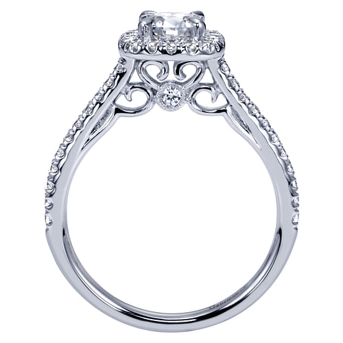 Brunette - 14K White Gold Round Halo Diamond Engagement Ring - 0.34 ct - Shot 2