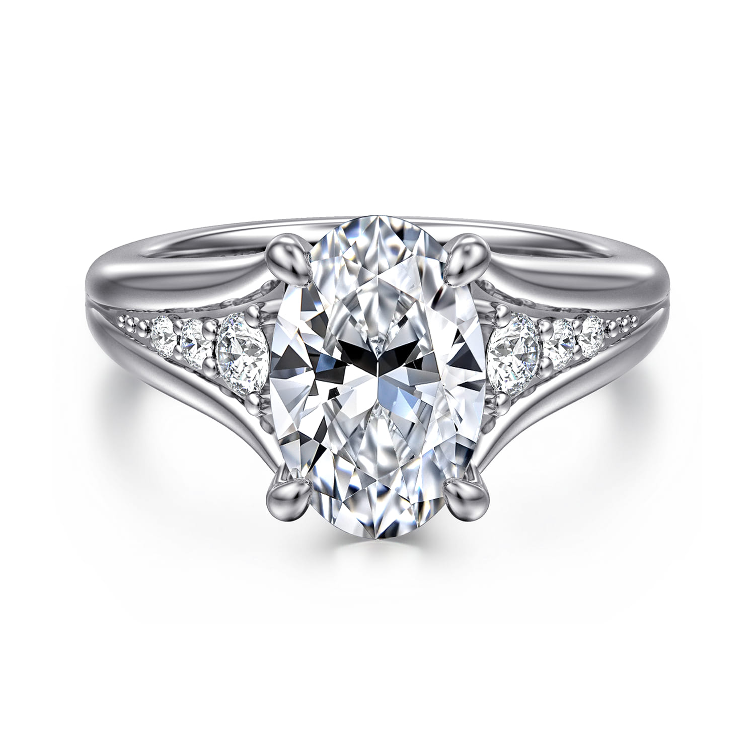 Bruno - 14K White Gold Oval Diamond Engagement Ring