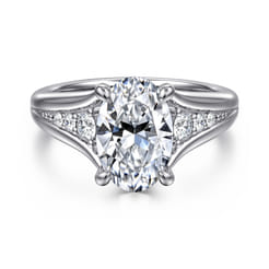 Bruno - 14K White Gold Oval Diamond Engagement Ring