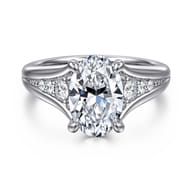 Bruno - 14K White Gold Oval Diamond Engagement Ring