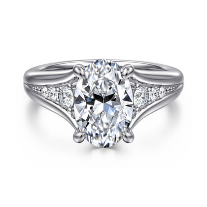 Bruno - 14K White Gold Oval Diamond Engagement Ring