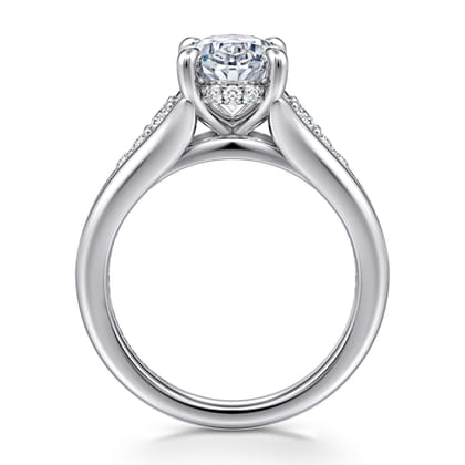 Bruno - 14K White Gold Oval Diamond Engagement Ring