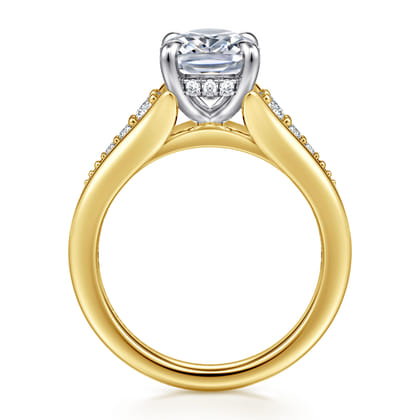 Bruno - 14K White-Yellow Gold Elongated Cushion Diamond Engagement Ring