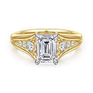 Bruno - 14K White-Yellow Gold Emerald Cut Diamond Engagement Ring