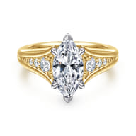 Bruno - 14K White-Yellow Gold Marquise Shape Diamond Engagement Ring