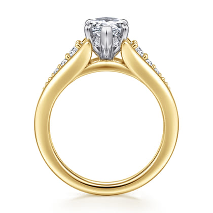 Bruno - 14K White-Yellow Gold Marquise Shape Diamond Engagement Ring