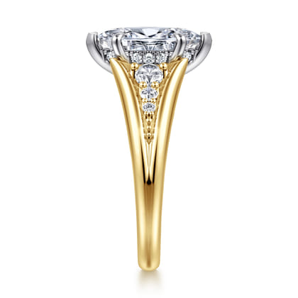 Bruno - 14K White-Yellow Gold Marquise Shape Diamond Engagement Ring