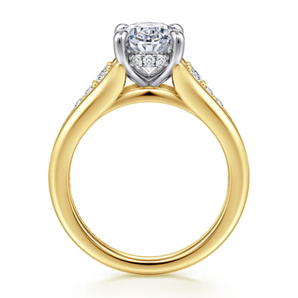 Bruno - 14K White-Yellow Gold Oval Diamond Engagement Ring