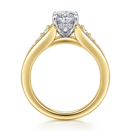 Bruno - 14K White-Yellow Gold Oval Diamond Engagement Ring