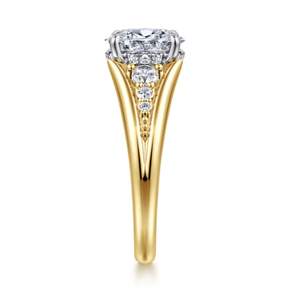 Bruno - 14K White-Yellow Gold Oval Diamond Engagement Ring