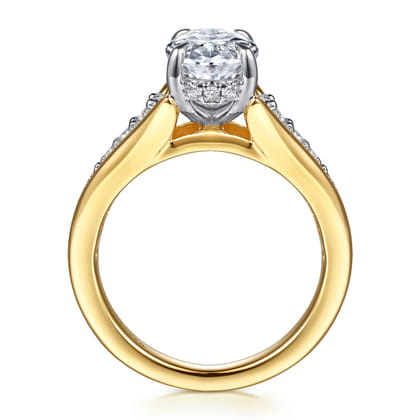 Bruno - 14K White-Yellow Gold Oval Diamond Engagement Ring