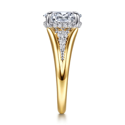 Bruno - 14K White-Yellow Gold Oval Diamond Engagement Ring