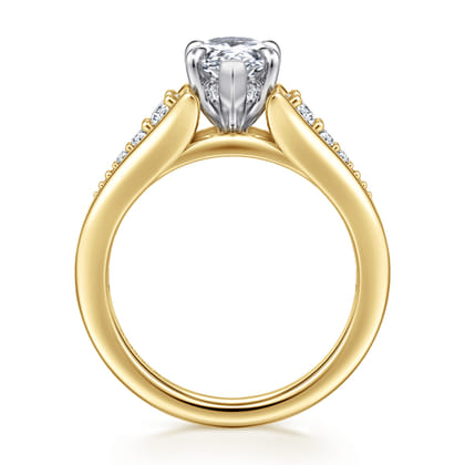 Bruno - 14K White-Yellow Gold Pear Shape Diamond Engagement Ring