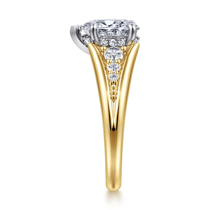 Bruno - 14K White-Yellow Gold Pear Shape Diamond Engagement Ring