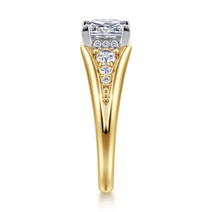 Bruno - 14K White-Yellow Gold Princess Cut Diamond Engagement Ring