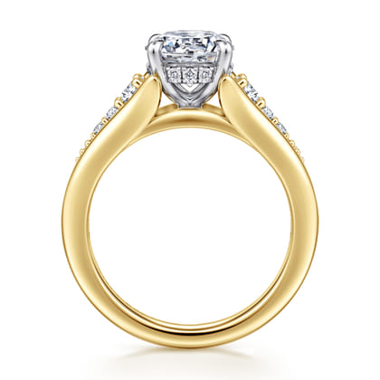 Bruno - 14K White-Yellow Gold Round Diamond Engagement Ring