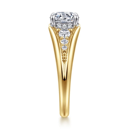 Bruno - 14K White-Yellow Gold Round Diamond Engagement Ring