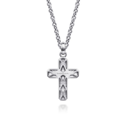 Brushed Cross Pendant Necklace 925 Sterling Silver