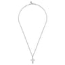 Brushed Cross Pendant Necklace 925 Sterling Silver