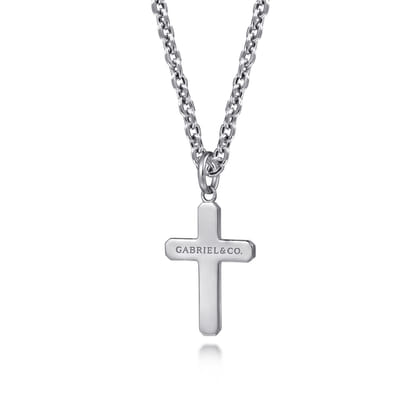 Brushed Cross Pendant Necklace 925 Sterling Silver