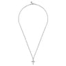 Brushed Cross Pendant Necklace 925 Sterling Silver
