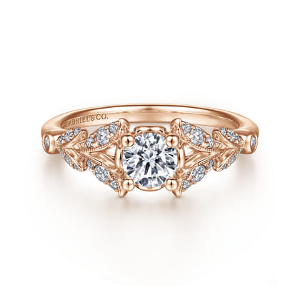Bryce - Vintage Inspired 14K Rose Gold Split Shank Round Diamond Engagement Ring