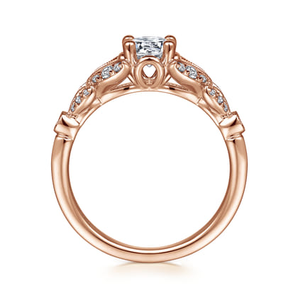 Bryce - Vintage Inspired 14K Rose Gold Split Shank Round Diamond Engagement Ring