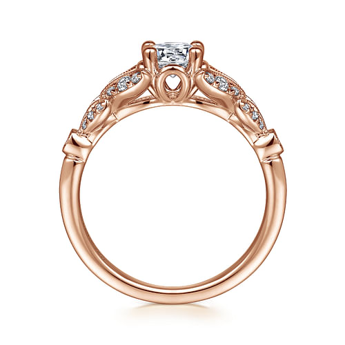Bryce - Vintage Inspired 14K Rose Gold Split Shank Round Diamond Engagement Ring - 0.19 ct - Shot 2