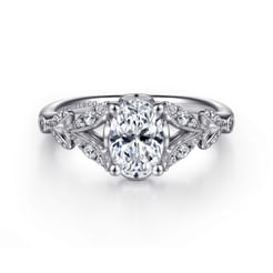 Bryce - Vintage Inspired 14K White Gold Split Shank Oval Diamond Engagement Ring