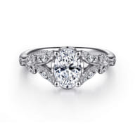 Bryce - Vintage Inspired 14K White Gold Split Shank Oval Diamond Engagement Ring