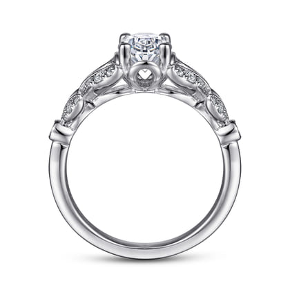 Bryce - Vintage Inspired 14K White Gold Split Shank Oval Diamond Engagement Ring