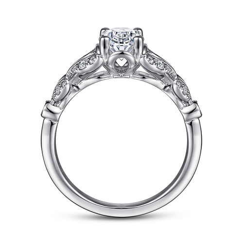 Bryce - Vintage Inspired 14K White Gold Split Shank Oval Diamond Engagement Ring - 0.2 ct - Shot 2