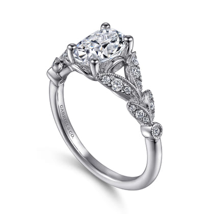 Bryce - Vintage Inspired 14K White Gold Split Shank Oval Diamond Engagement Ring