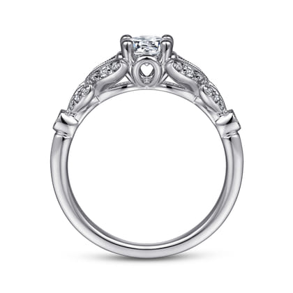 Bryce - Vintage Inspired 14K White Gold Split Shank Round Diamond Engagement Ring