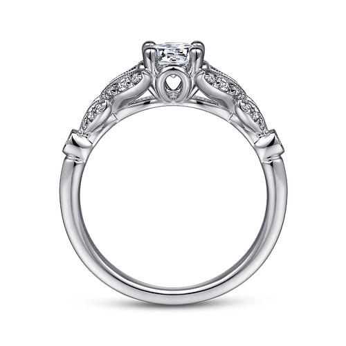 Bryce - Vintage Inspired 14K White Gold Split Shank Round Diamond Engagement Ring - 0.2 ct - Shot 2