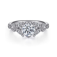 Bryce - Vintage Inspired 14K White Gold Split Shank Round Diamond Engagement Ring