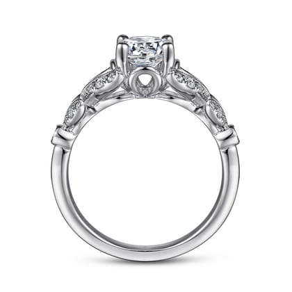 Bryce - Vintage Inspired 14K White Gold Split Shank Round Diamond Engagement Ring