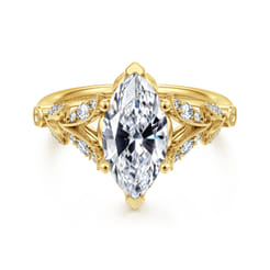 Bryce - Vintage Inspired 14K Yellow Gold Split Shank Marquise Shape Diamond Engagement Ring