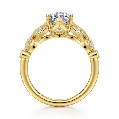 Bryce - Vintage Inspired 14K Yellow Gold Split Shank Marquise Shape Diamond Engagement Ring