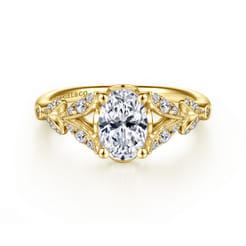 Bryce - Vintage Inspired 14K Yellow Gold Split Shank Oval Diamond Engagement Ring