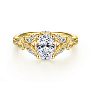 Bryce - Vintage Inspired 14K Yellow Gold Split Shank Oval Diamond Engagement Ring