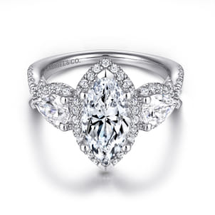 Bryson - 14K White Gold Marquise Shape Diamond Engagement Ring
