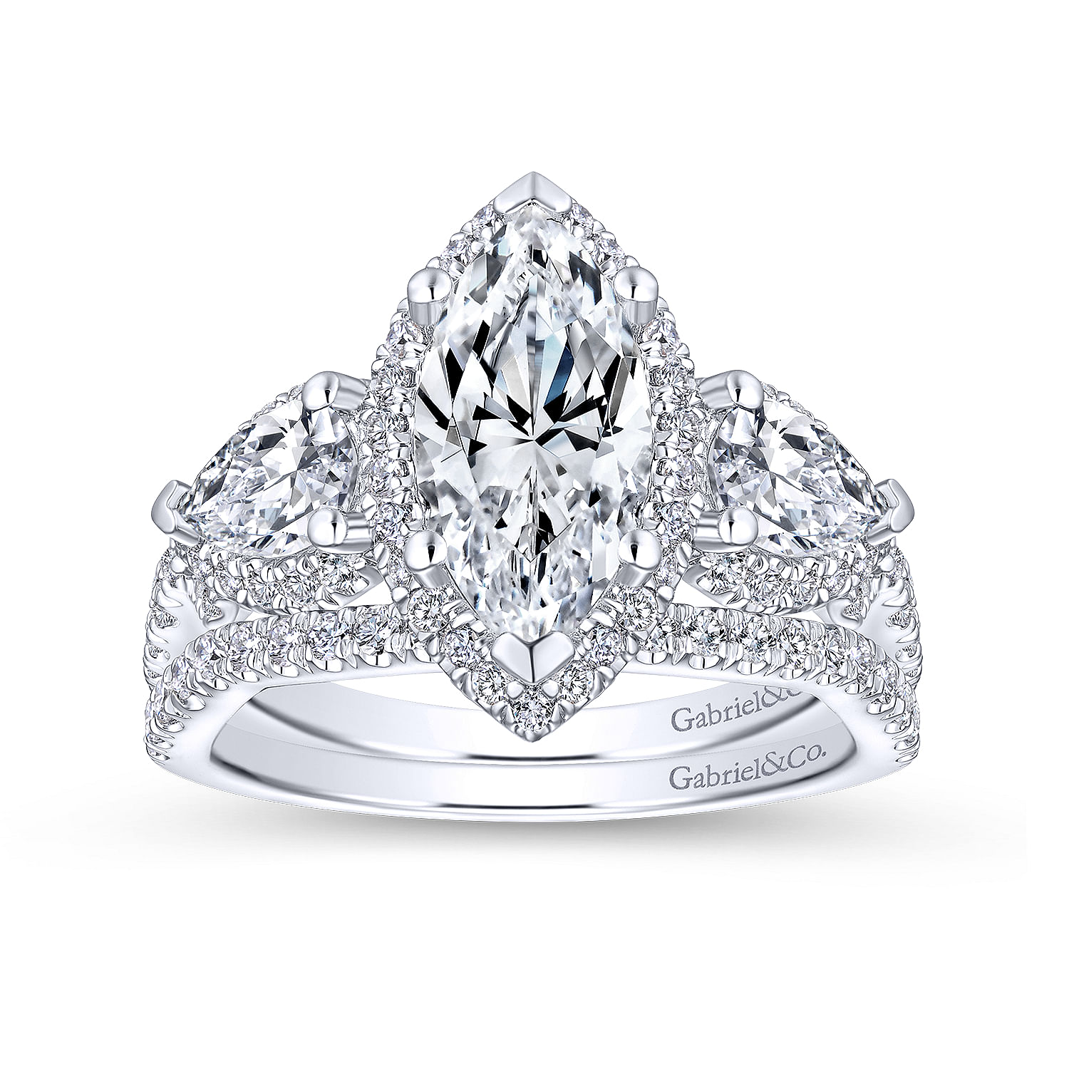 Bryson - 14K White Gold Marquise Shape Diamond Engagement Ring