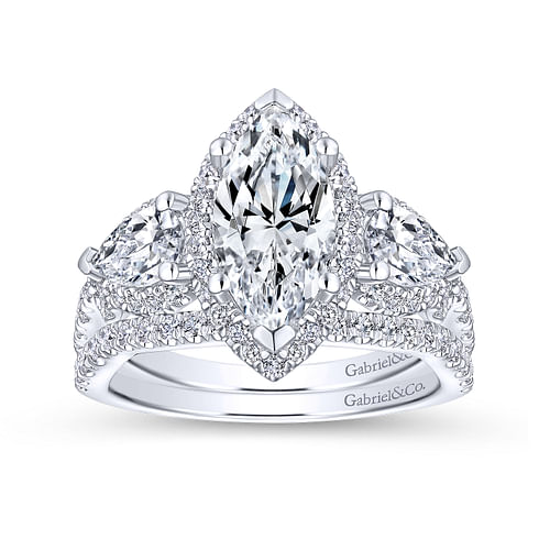 Bryson - 14K White Gold Marquise Shape Diamond Engagement Ring - 1.5 ct - Shot 4